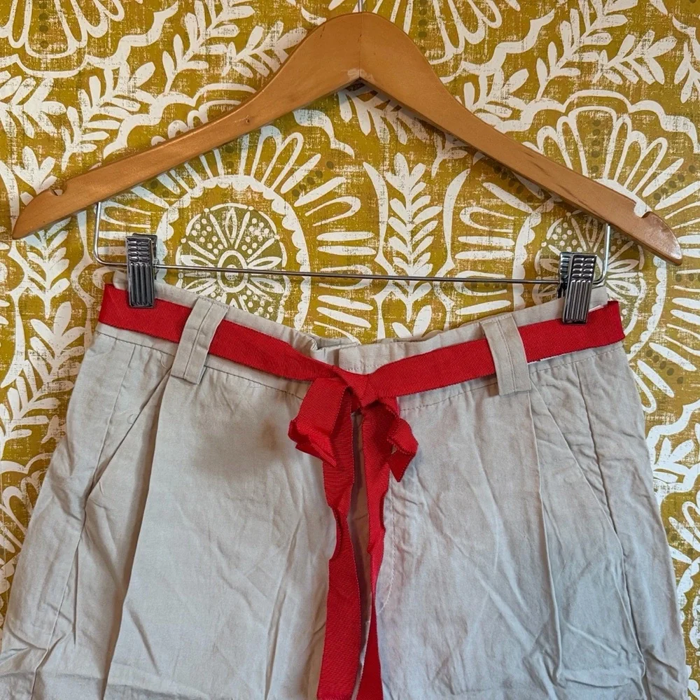 NWOT Free People Perfect Prep Linen Blend Trouser Shorts in Light Sand Sz 2